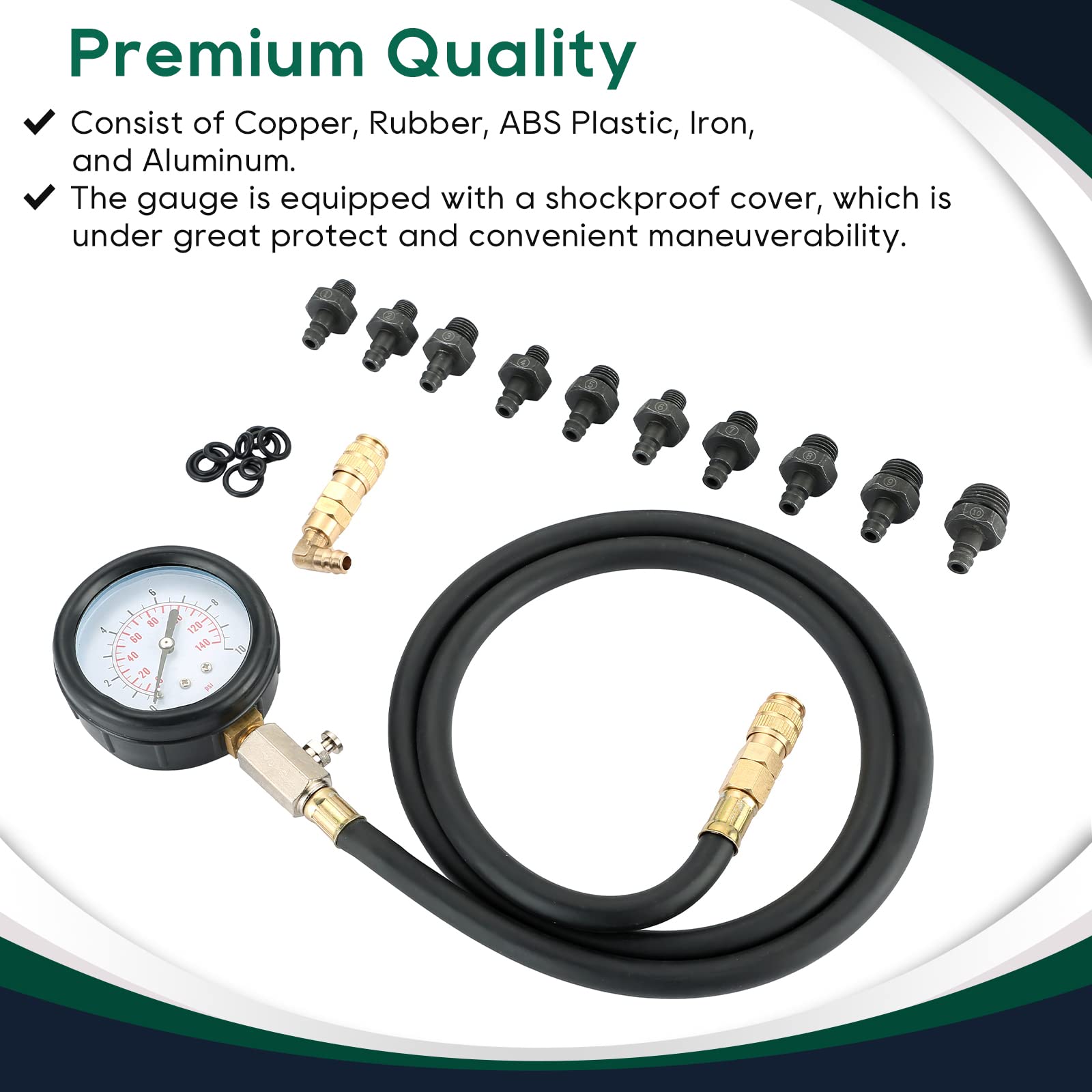 ATPEAM Manometro per Pressione Olio Motore, Kit di Test Diagnostico per Auto, 0-140 PSI, Strumento Professionale per Controllo della Pressione dell'Olio