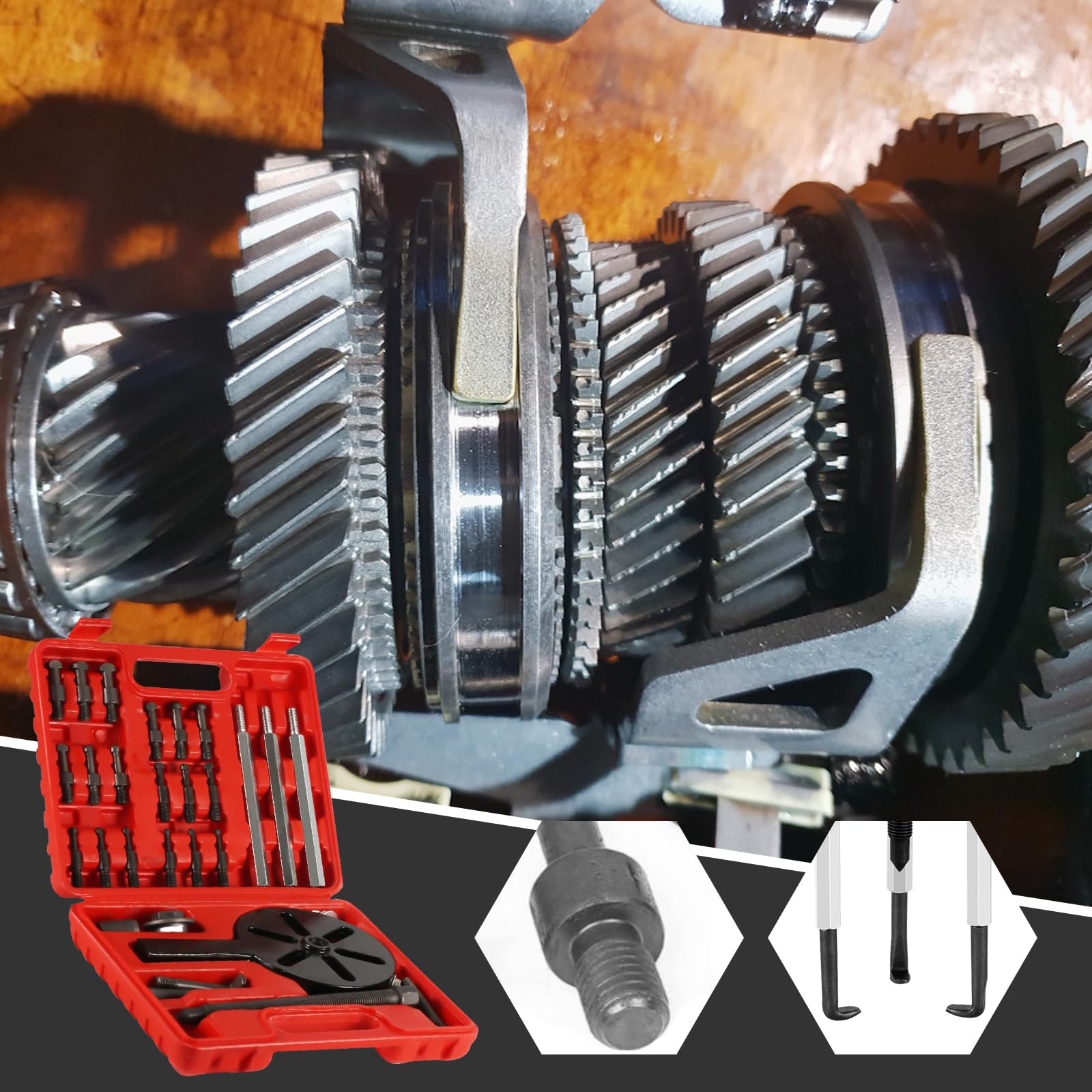21 in 1 Lagerabzieher Set, Universal Innenlager Abzieher, Radlager Werkzeug, Abzieher Werkzeug, Kugellager Abzieher mit Spannzangen in 6 Größen, Lager Abzieher Set mit 3 Gebogenen Haken, Tragetasche