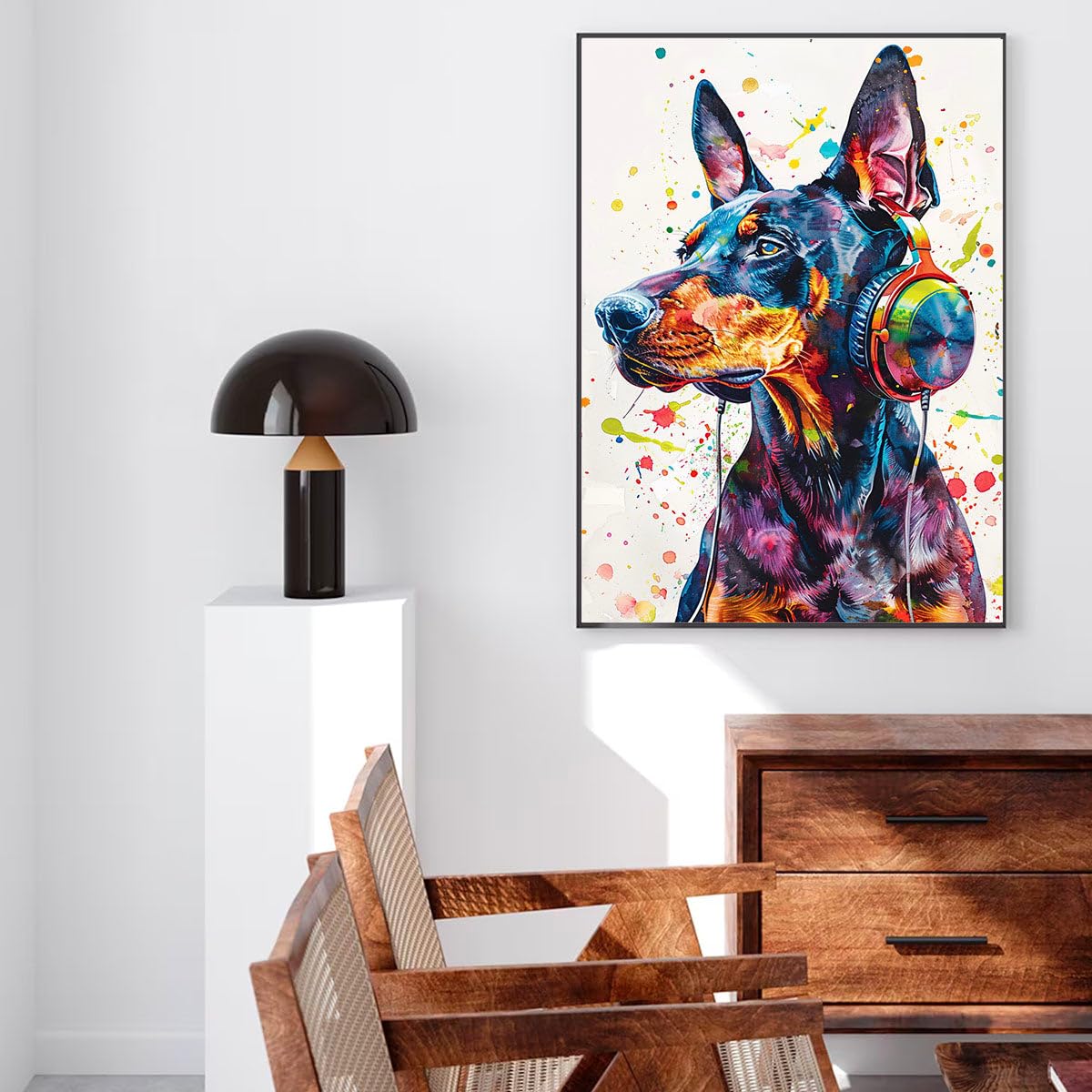 Amazon.com: Hudo Doberman Pinscher Dog Canvas Wall Art Music Decor