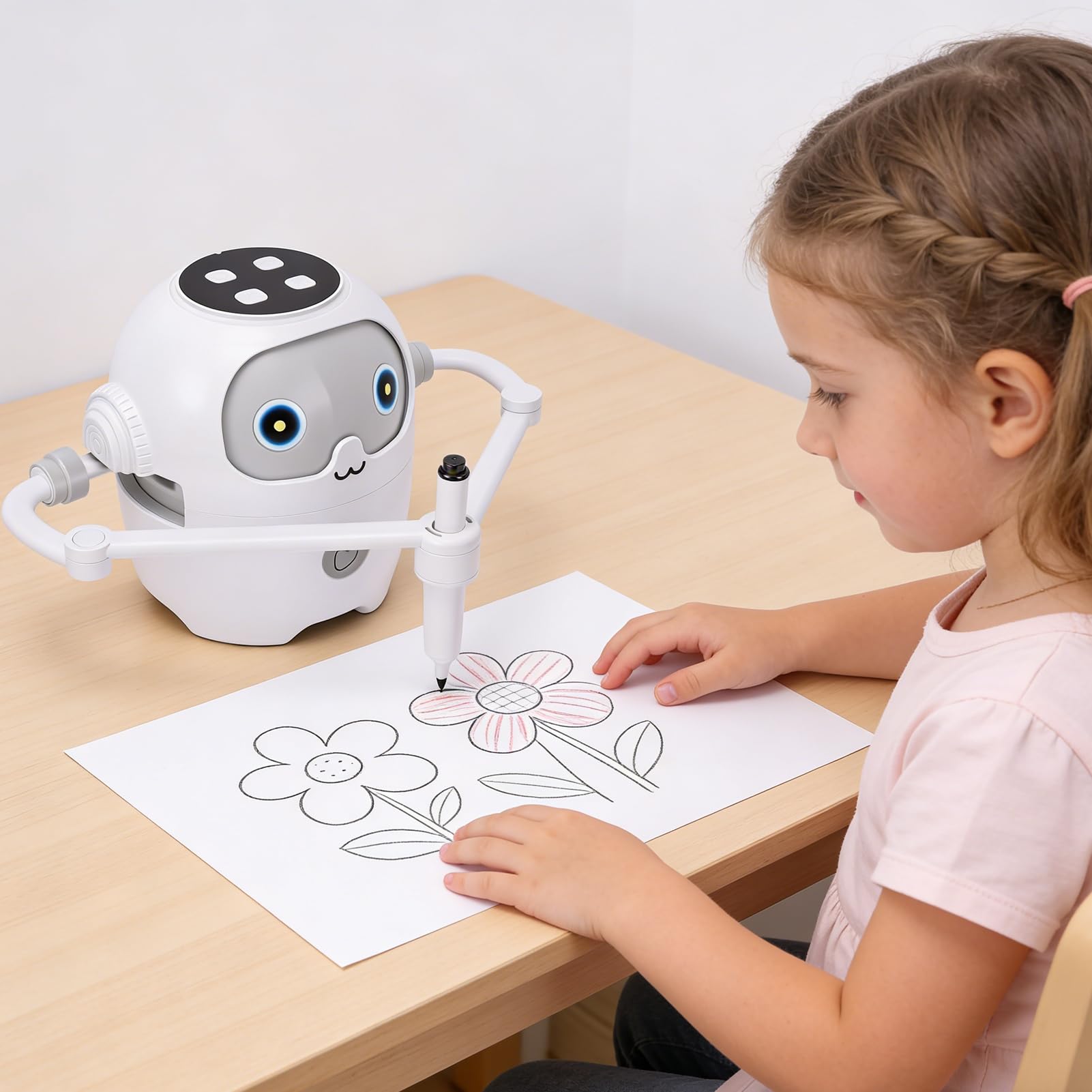 RiToEasysports Zeichenroboter für , Interaktives Lernspielzeug aus Kunststoff mit NFC-Technologie, Unterhaltsame Lernmaschine für Im Alter von 3–6 Jahren (White)