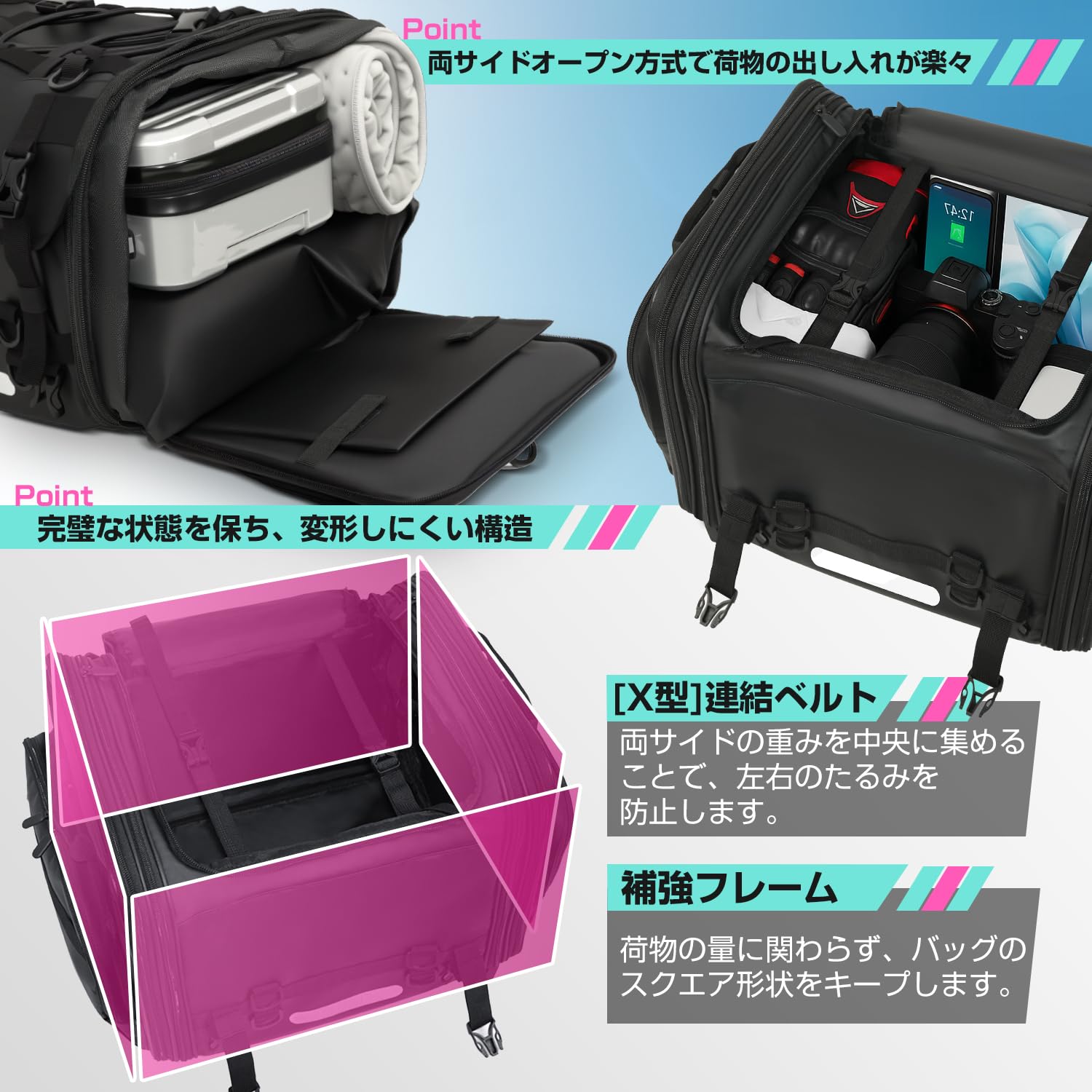 Amazon | Sencela バイクシートバッグ リアバッグ 拡張機能あり 