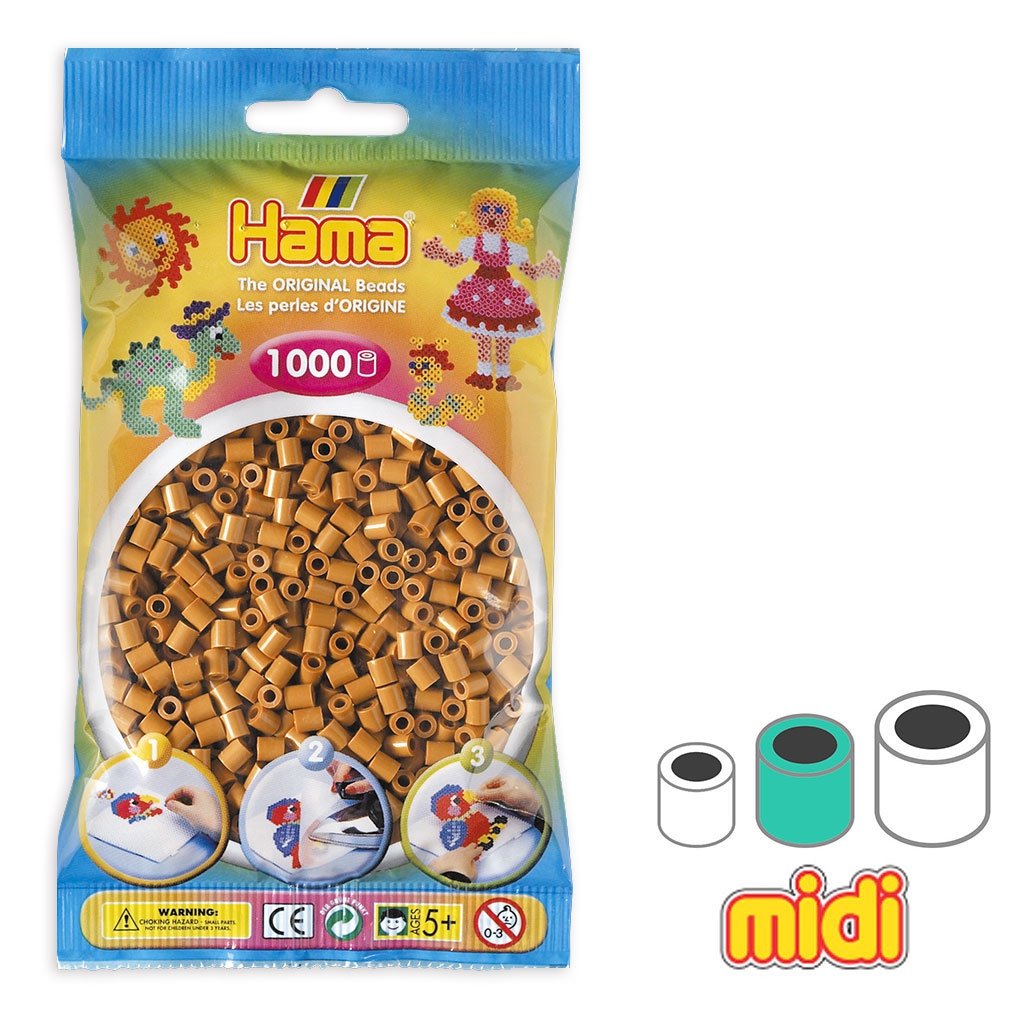 Hama Perles à Repasser MIDI 5 Mm – Marron Clair N°21 – Sachet De 1000 – Pour Loisirs Créatifs Et Motifs