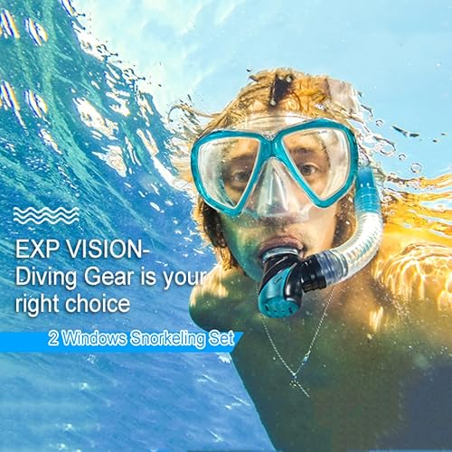 Miniatura 6 de Adult Snorkel Set, Professional Snorkeling Gear Panoramic Anti-Fog Diving Goggles and Dry Snorkel Tempered Glass Scuba Mask for Diving, Snorkeling