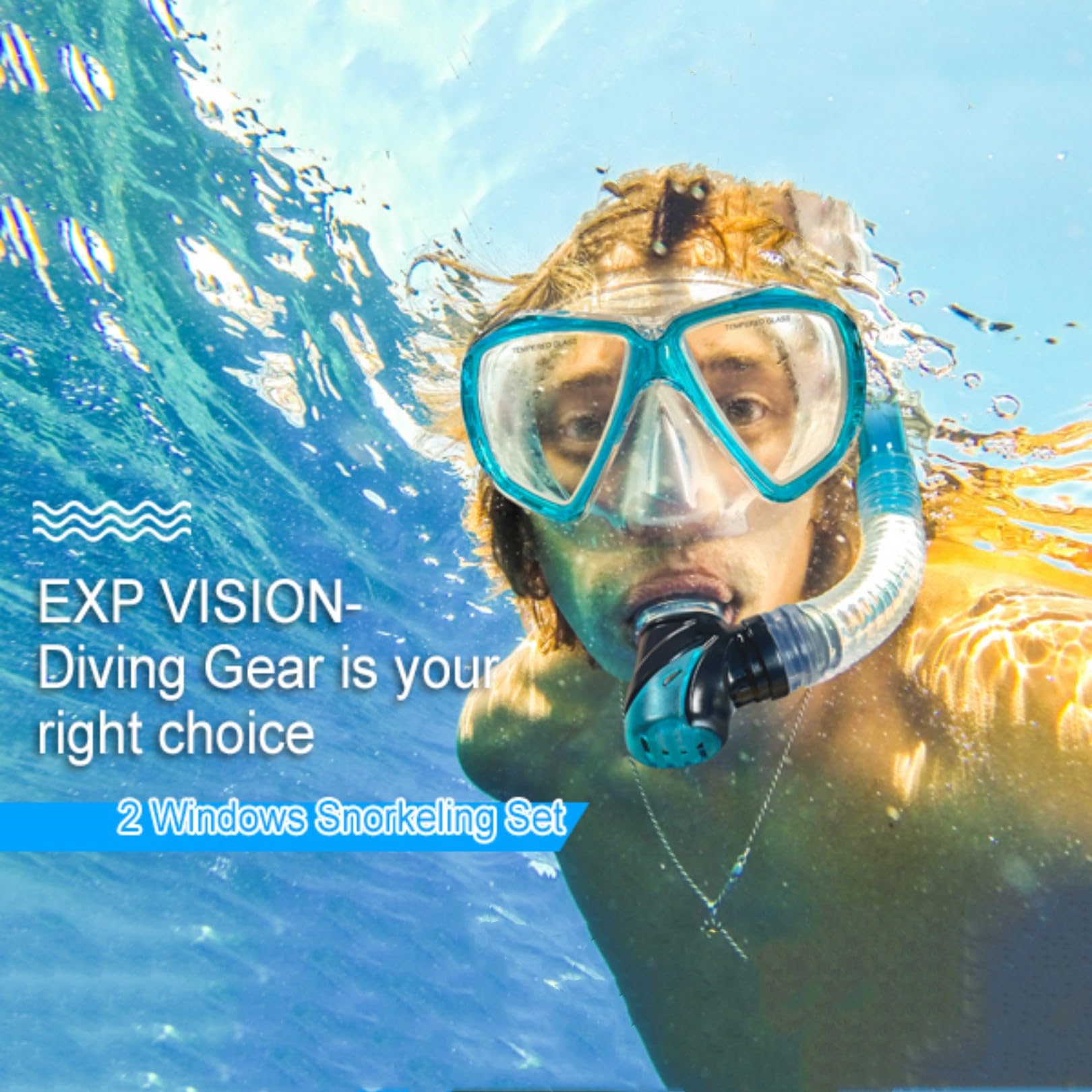 Juego de esnórquel para adultos, equipo de esnórquel profesional, gafas de buceo panorámicas antivaho y máscara de buceo de vidrio templado para buceo, esnórquel y natación