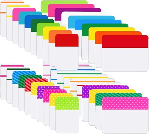 Jovitec 800 pestañas adhesivas para archivar, pestañas de índice adhesivas de 1 y 2 pulgadas, pestañas de archivo grabables y reposicionables,