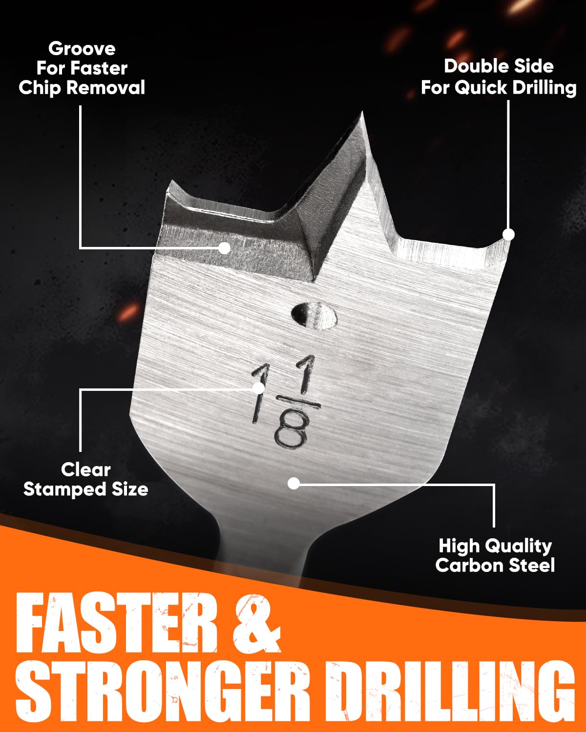 14-Piece Spade Drill Bits - Woodworking Set -3 14-Piece Spade Drill Bits - Woodworking Set -3