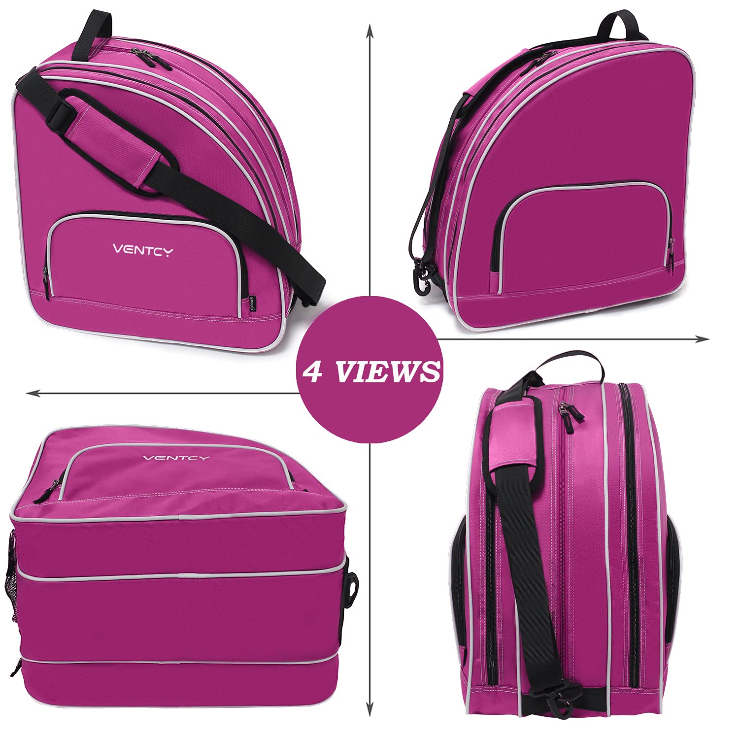 VENTCY Sac Roller Sac pour Patins à Glace Skate Bag Sac de Patinage à roulettes pour Taille 28–43 (EU) Sac a Chaussures Ski