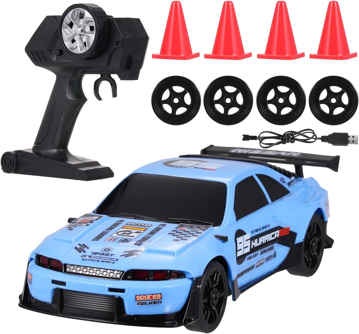 Remote Control Car RC Drift Cars, 1:24 Scale 4WD Racing Car with LED Lights Racing Drifting Tires, 2.4GHz Electric Driftings Sport Toy Gifts Toy for Teens