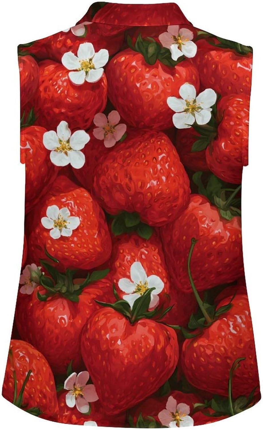 Heart Strawberry Women Sleeveless Collared Golf Polo Shirt | V Neck Tank Top,Breathable Tennis Shirts