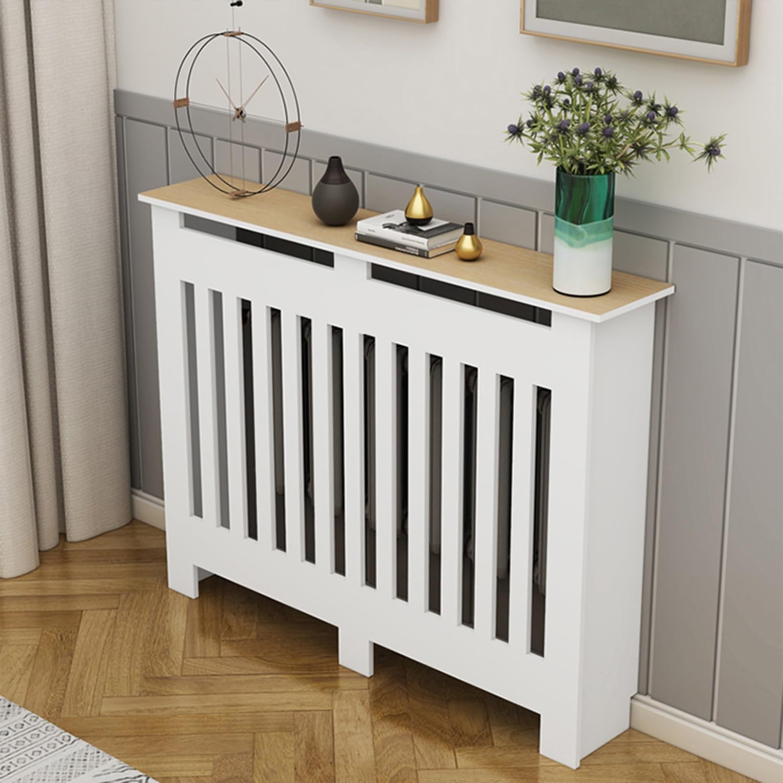 Modern Radiator Cover, Radiator Cover Heating Cabinet, White Modern Wall  Cabinet, Vertical Slatted Grill Cabinet Shelf, Suitable for Decorative  Living