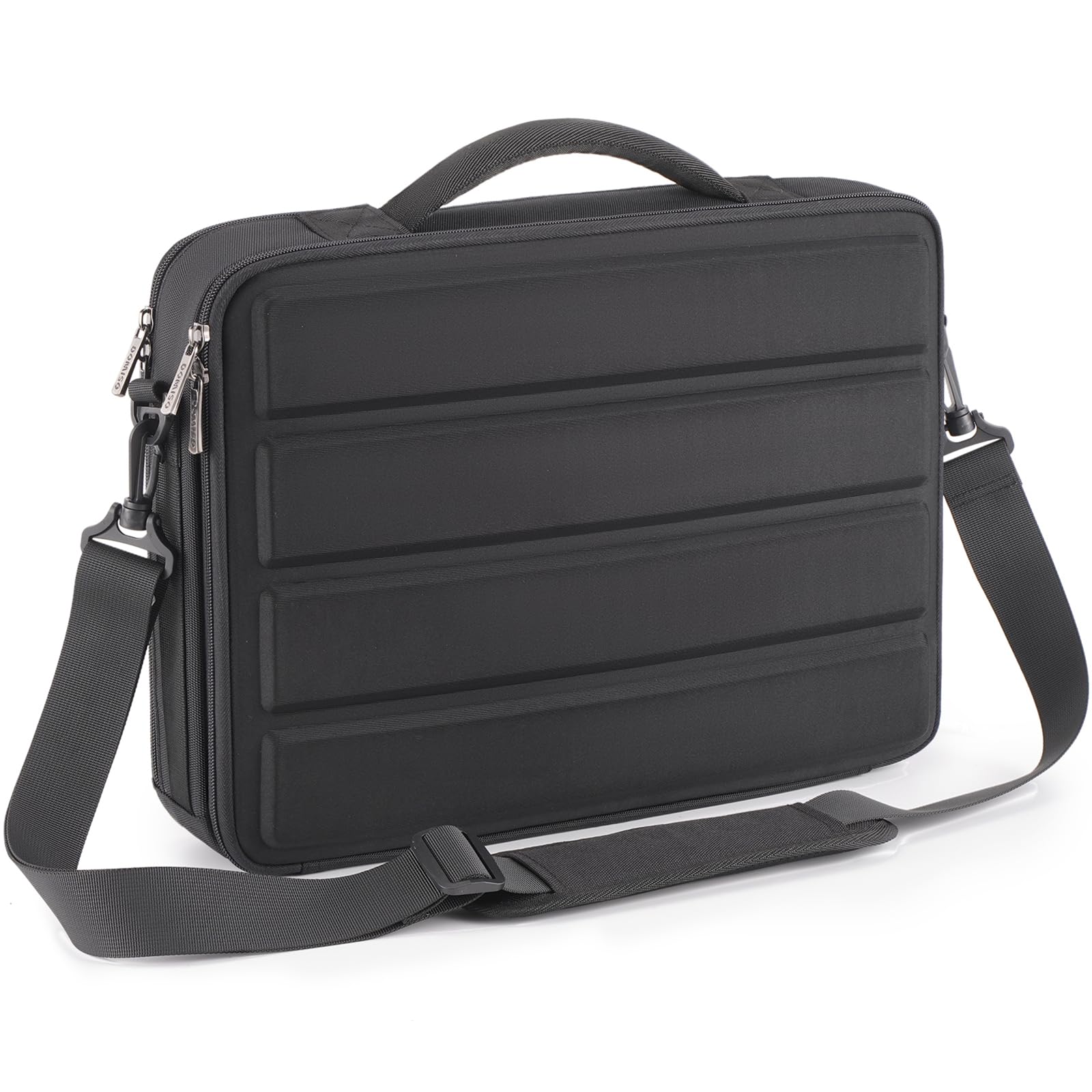 DOMISO Sacoche pour ordinateur portable de 15,6 pouces, protection complète avec bandoulière réglable, imperméable, pratique, compatible avec Lenovo/HP/Dell/Asus, noir