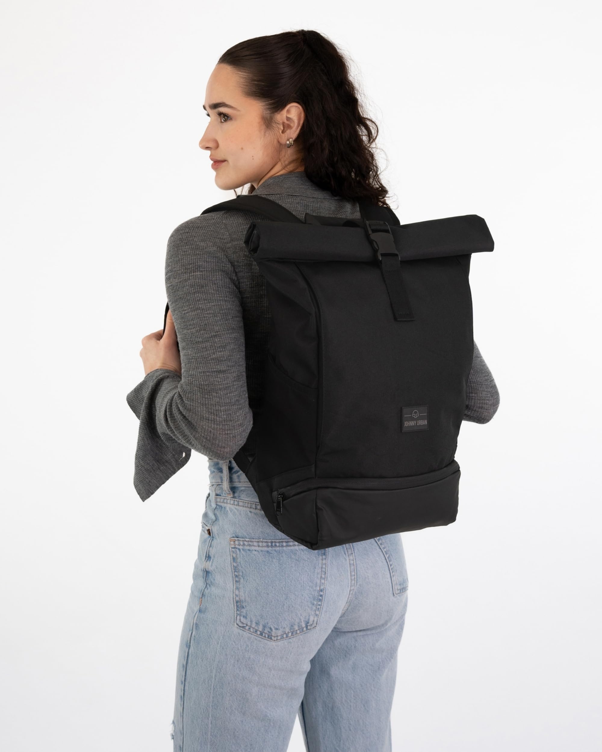 Johnny Urban Mochila Enrollable Mujer Beis Rosa - Allen Medium - Bolso para Viaje, Universidad, Trabajo - Compartimento para Portátil - Repelente al Agua