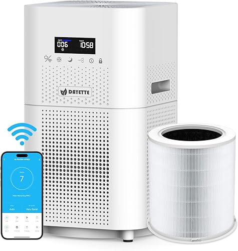 Purificadores de aire inteligentes WIFI para el hogar, habitación grande, funciona con Alexa, CADR de más de 400 mh 1720 pies cuadrados, con filtro