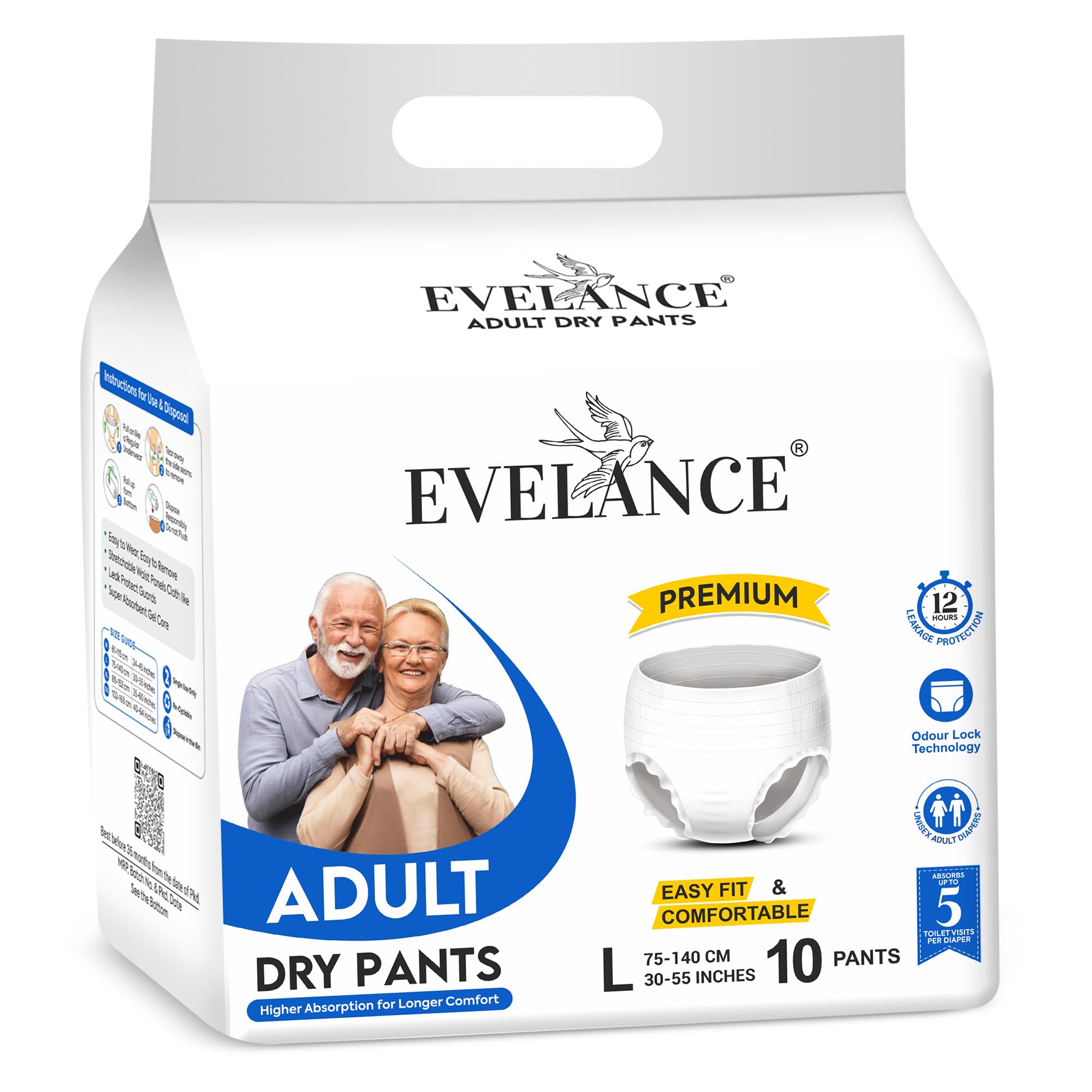Adult Diaper Pants Style | Adult Diaper Large Size (L) | Waist (75-140 cm | 30-55inches) |12 hr Absorption-Protection | Unisex with Wetness Indicator | Goodness of 3X Protection | 10 Units-image-39