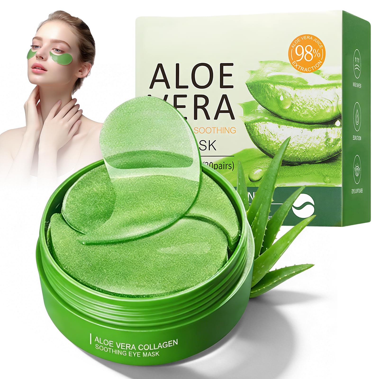 60 Patchs Yeux à L’Aloe Vera Et CollagèNe,Patch Yeux Anti Cernes,Soin Hydratant Et Nourrissant,RéDuire Rides,Fatigue,Et Les Poches,Soin Nourrissant Pour Le Contour Des Yeux,Soins Visage