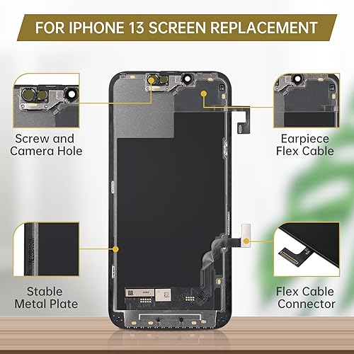 Miniatura 2 de para iPhone 13 Reemplazo de pantalla con altavoz de oído Cable Flex Sensor de proximidad LCD 6.1 "Pantalla táctil 3D digitalizador Asamblea completa