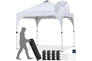 Yaheetech 10x10 Pop-up White Canopy Tent with Solar LED Lighting
