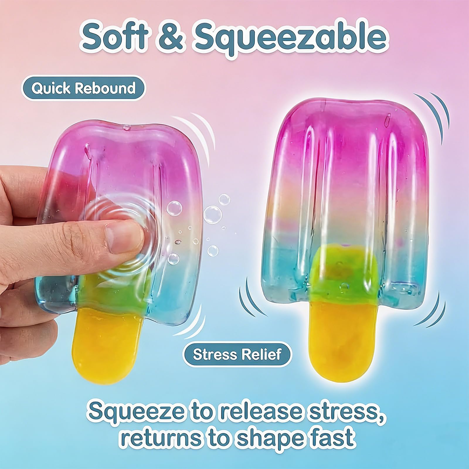 Ice Cream Squeeze Squishy,Summer Party Favors for Kids Adults,Soft Sensory Fidget Toy for Stress & Anxiety Relief,Birthday Gift & Classroom Rewards — view 3