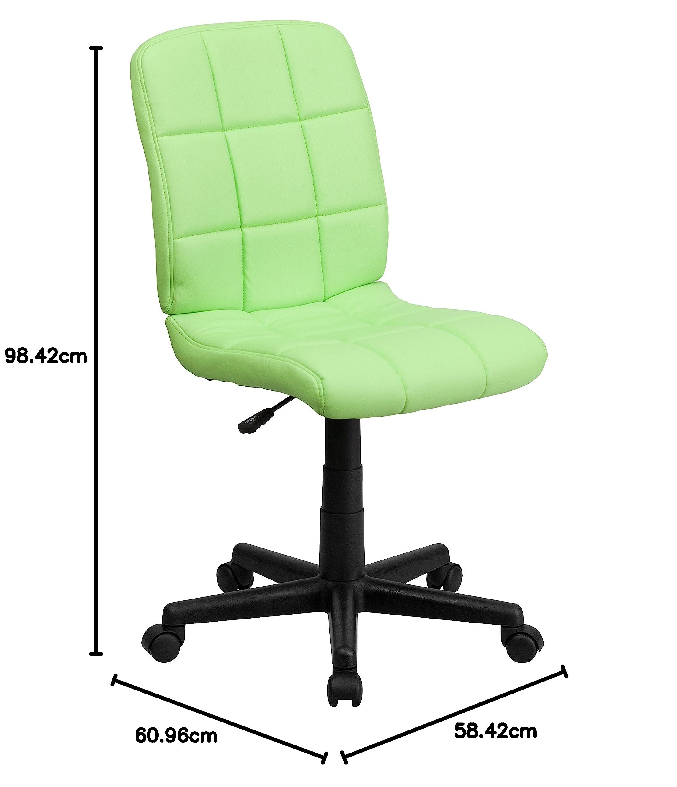 Flash Furniture Sedia girevole in vinile trapuntato con schienale medio, acciaio, verde, 58,42 x 55,88 x 22,86 cm