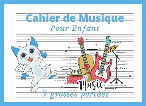 Cahier De Musique Pour Enfant 5 Grosses Portées: Carnet de partitions vierges pour découvrir le solfège, petit format à l'italienne (A5+), 60 pages