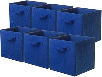 ShellKingdom Storage Bins, Foldable Fabric Storage Cubes and Cloth Storage Organizer Drawer for Closet and Toys Storage,6 Pack（Dark Blue）