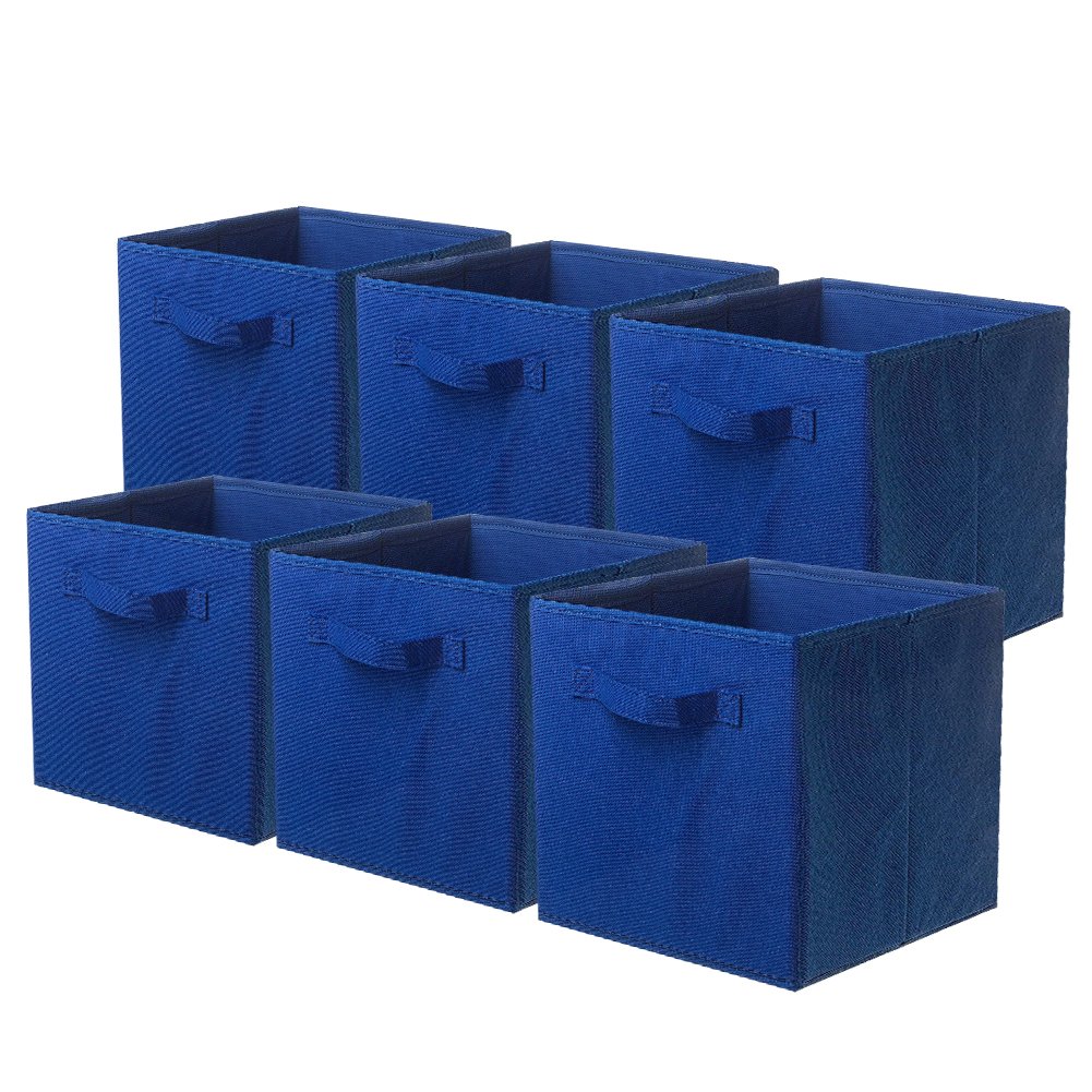 ShellKingdom Storage Bins, Foldable Fabric Storage Cubes and Cloth Storage Organizer Drawer for Closet and Toys Storage, 6 Pack (Dark Blue)