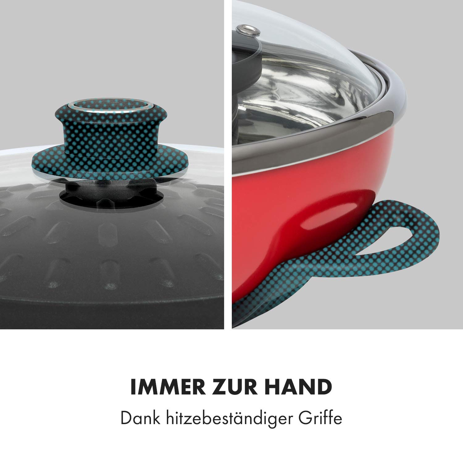 Klarstein Szechuan - Hot Pot und Grillplatte, Hot Pot Topf Volumen: 5 Liter, Hot Pot Grill 1350 Watt / 38 cm Ø, Grillplatte: 600 Watt / 22 cm Ø, Heizelement aus Aluminium, rot
