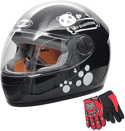 Casco de Bicicleta para Niños con Guantes, para Patinete, Motocicleta, ATV, Quad Bicicleta, Adecuado para Edades 3-6