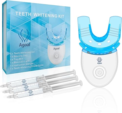 Agoal Teeth Whitening Kit with LED Light Professional Teeth Whitening Teeth Whitener Teeth Whitening Gel with 35 Carbamide Peroxide and Mouth Tray