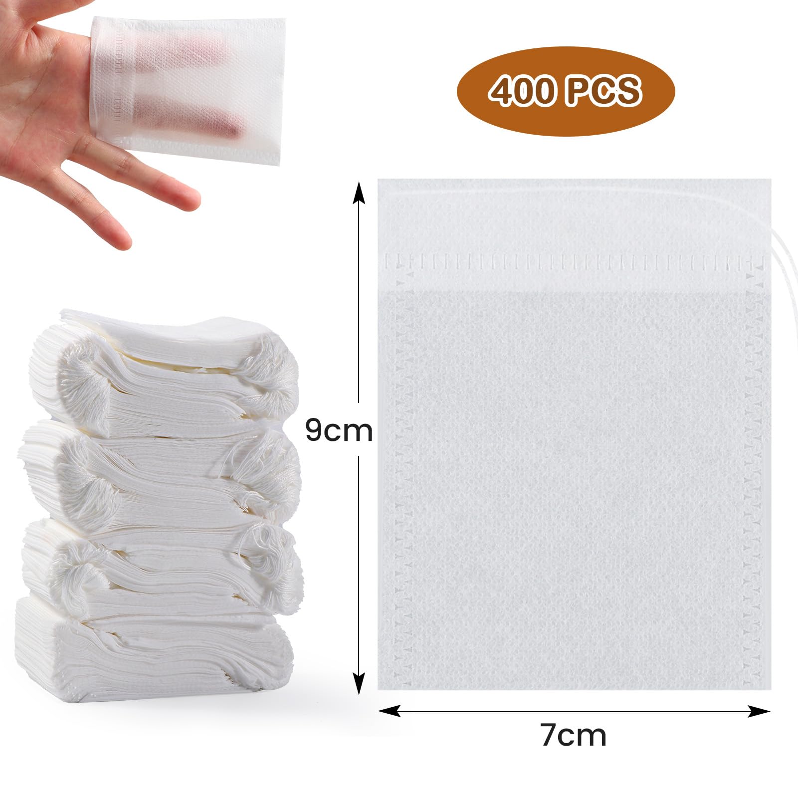 Diboniur 400 Piezas Bolsas de Te Vacias de Tela No Tejida, Colador Te Desechable con Cordón, Infusor de Te para La Bodega, Café, El Mercado de las Flores, Hierbas, Épicas, Lavanda (7 x 9 cm)