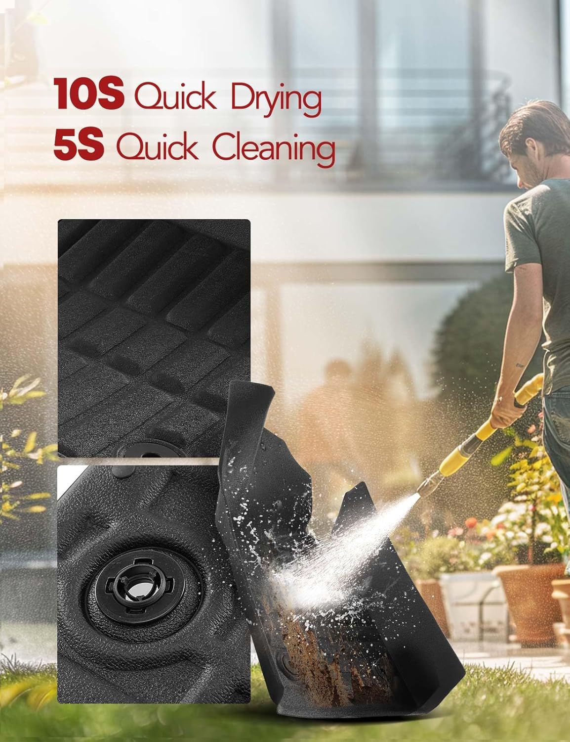 YHTAUTO Automotive All Weather Floor Mats Compatible with Cadillac ATS 2013-2014, TPE Floor Liners All-Weather Protection Custom Fit, 1st & 2nd Row, Set of 3 Black - Image 9