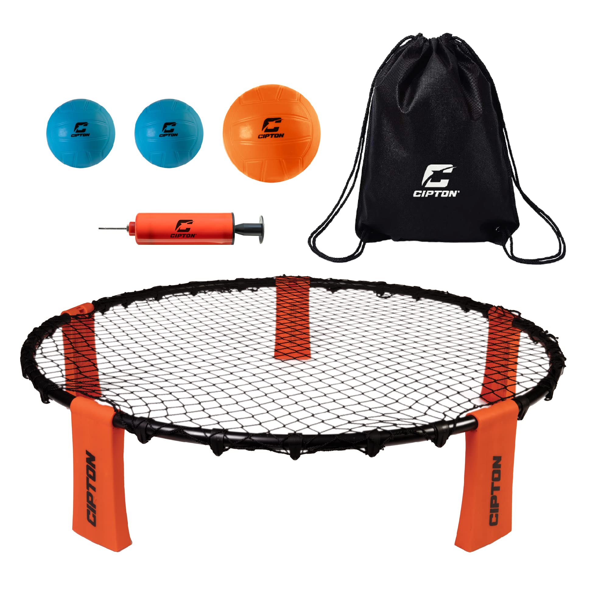 CiptonSmash Ball Set, Spike The Ball on The Net Non Stop Action Games, Foldable Frame Removable Legs Easy to Carry, Includes Smash Bounce Balls and Drawstring Bag, for Beach Park Lawn or Backyard
