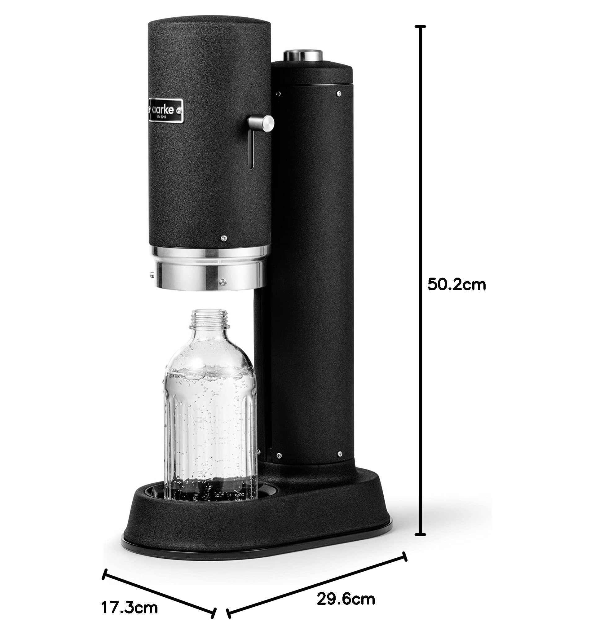 Aarke Carbonator Pro - Pulverizador de agua con botella de cristal, acabado negro mate + cilindro de CO2 AARKE 60L, 100% renovable