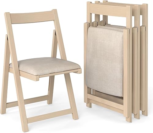 Vista 11 de GOFLAME Juego de 12 sillas plegables para comedor, sillas plegables con asiento acolchado y respaldo ergonómico, estructura de madera de goma