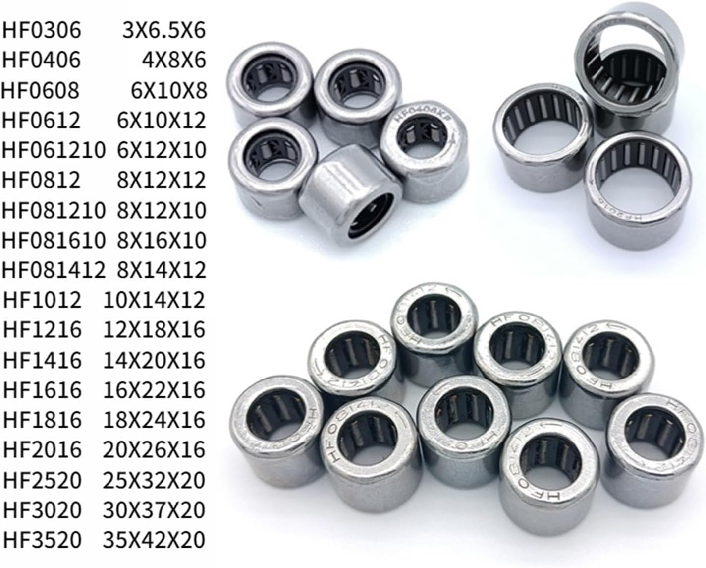 2PCS One-Way Needle RollerBearing HF 0306 0406 0608 0612 061210 0812 1012 1216 1416 1616 1816 2016 2520 3020 3520(HF0612 6X10X12)