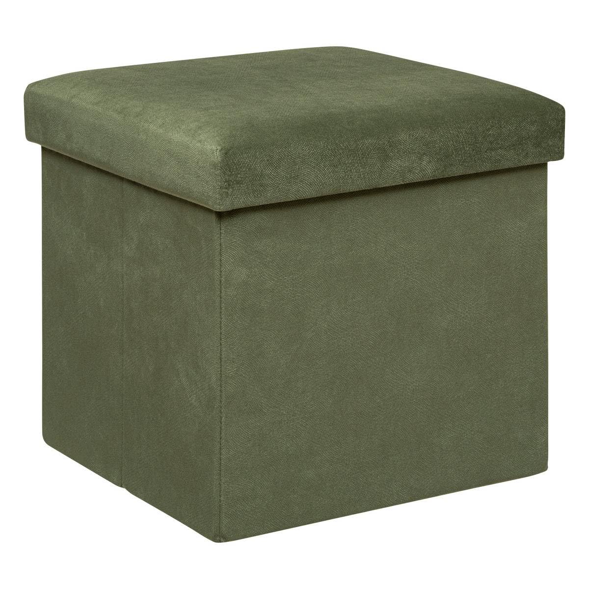 ATMOSPHERA CREATEUR D'INTERIEUR - Pouf Pieghevole in Velluto Lilou 38x38cm Verde Kaki