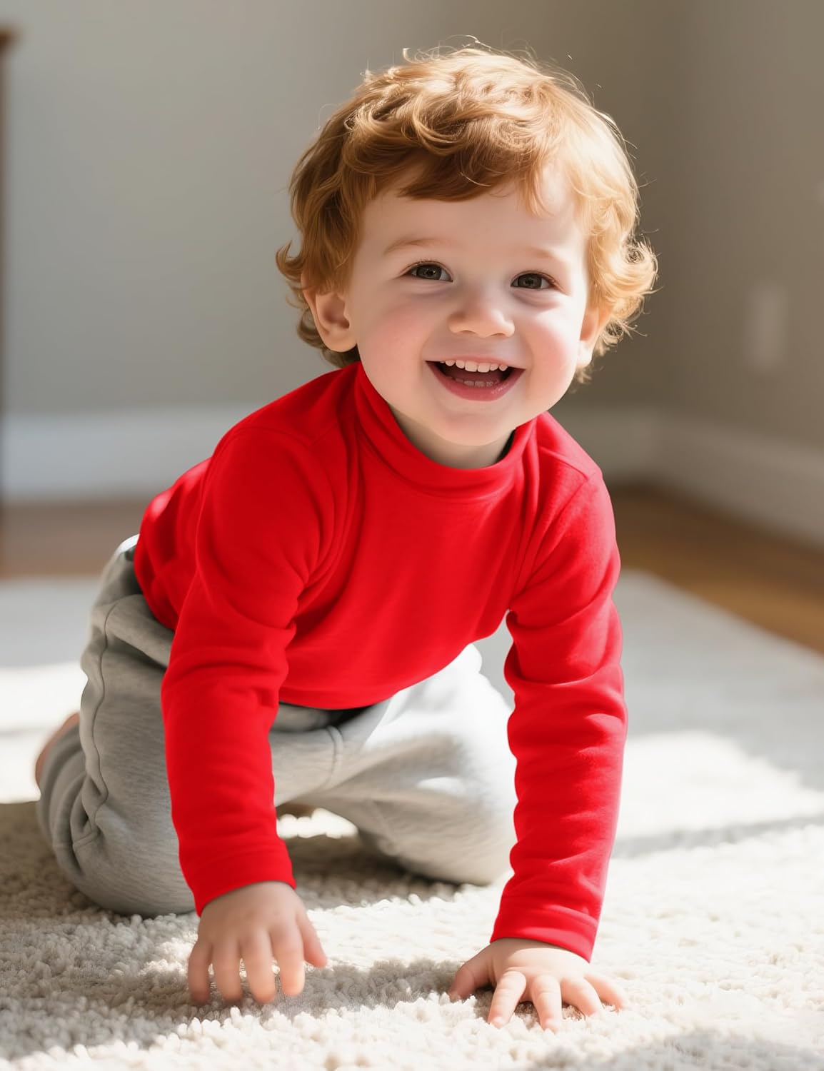 Toddler Boy Turtleneck T-Shirt Baby Boys Thermal Long Sleeve Shirt Cotton Tee Tops Size 18M-5T - Image 3