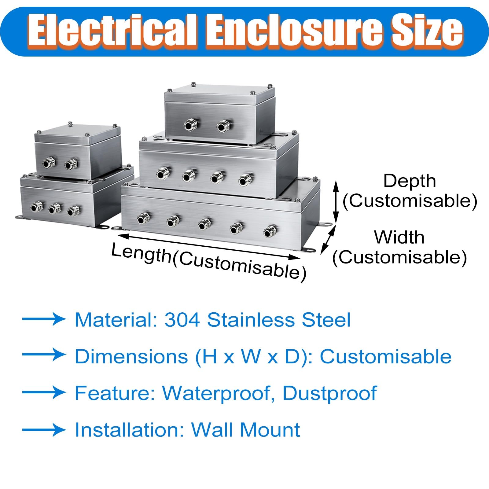 Caja Electrica Exterior Caja Eléctrica Exterior De Pared, Impermeable, De 2, 3 Y 4 Vías, para Cajas De Conexiones Pequeñas Y Adaptables, De Acero con Tira De Sellado.(55x35x10cm)