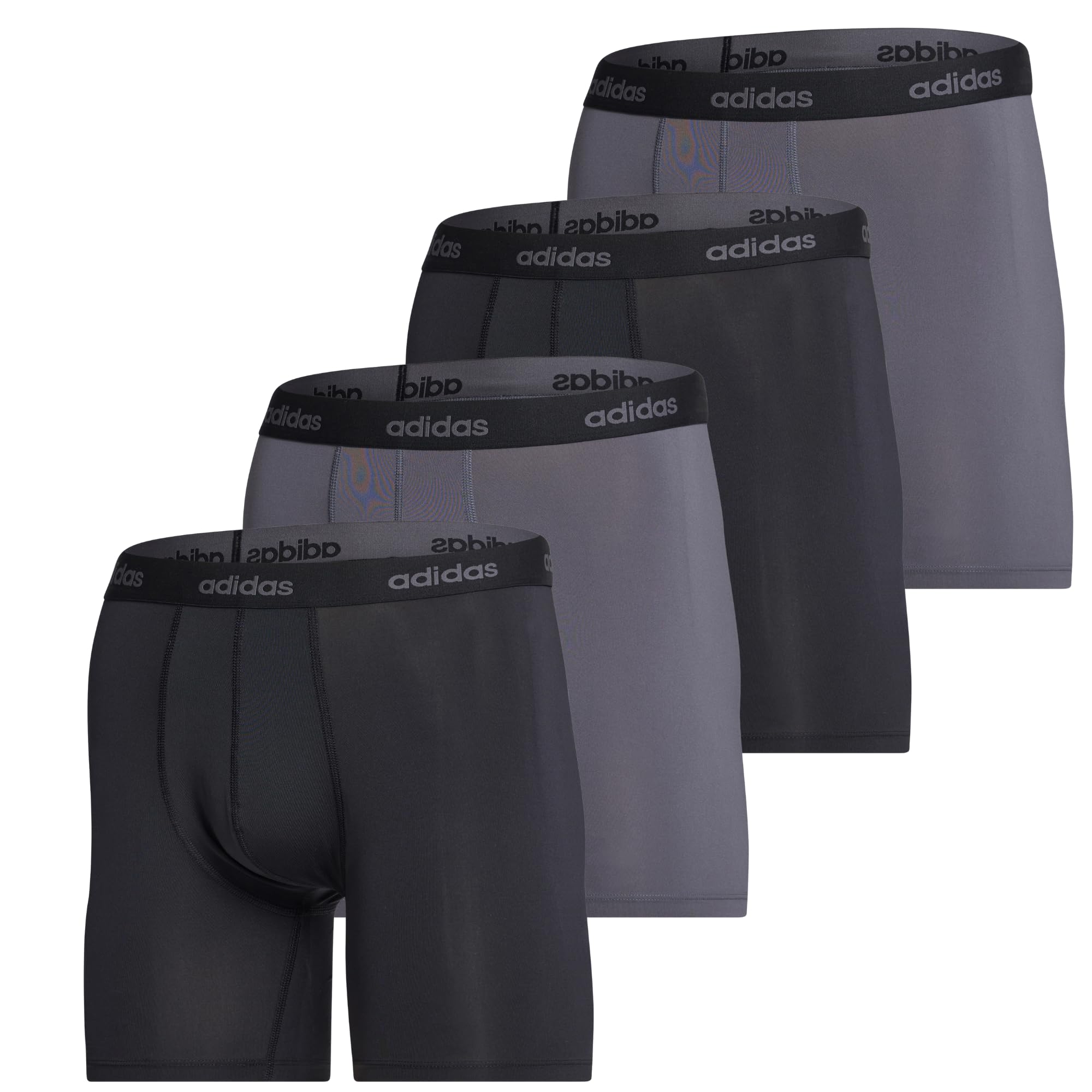 adidas Men's Active Micro Flex Eco Boxer Briefs 4 Pack – Soft-Touch Fabric, Stretch, Climacool Moisture Wicking Underwear