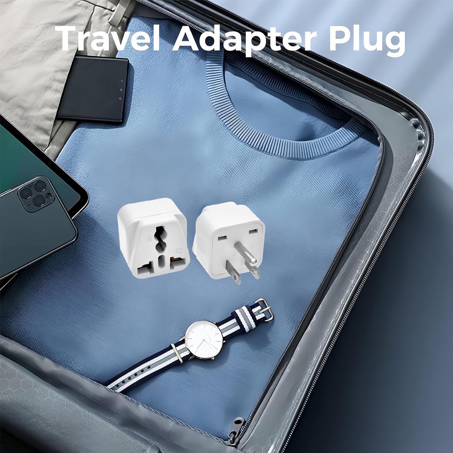 Adattatore universale, adattatore da viaggio da Europa a Stati Uniti. Adattatore da viaggio universale per Stati Uniti Portable e facile da usare, bianco, confezione da 6