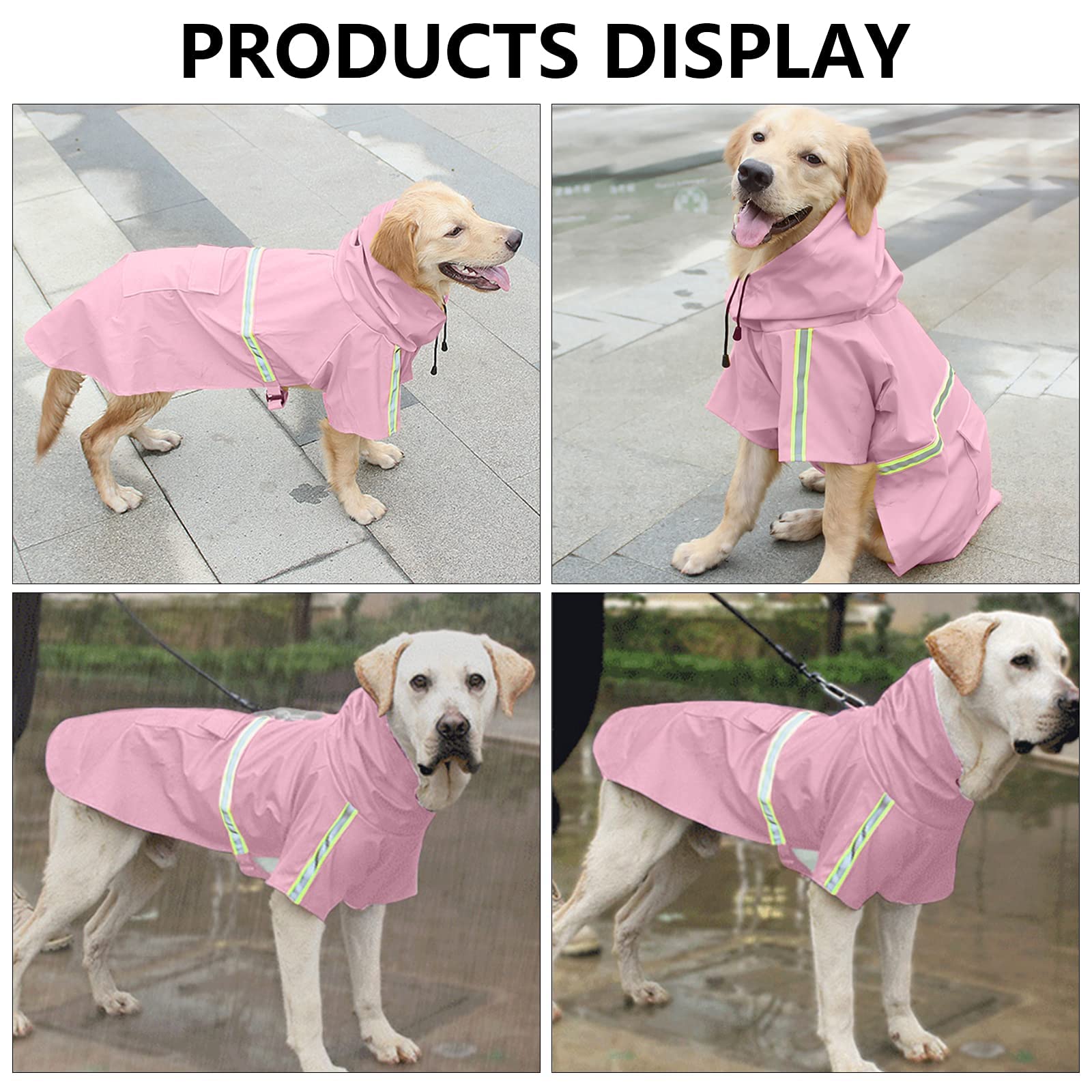 Impermeabile per cani, cappotto per cani da compagnia impermeabile regolabile, impermeabile di sicurezza antivento, impermeabile traspirante per cani di piccola, media e grande taglia (Pink XXX)