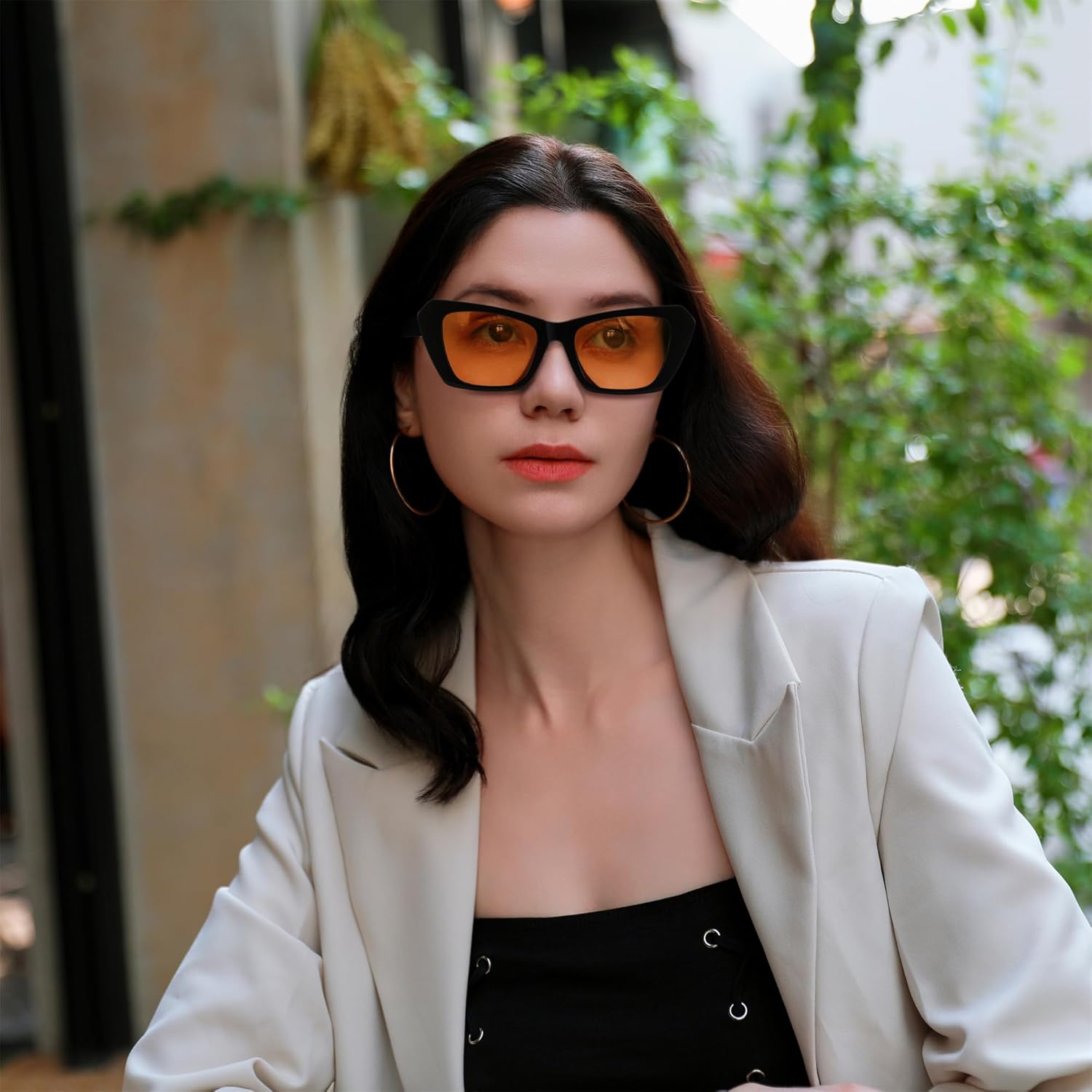 FEISEDY Retro Square Cat Eye Sunglasses for Women Trendy Big Shades Vintage Sun Glasses B0164 - Image 3