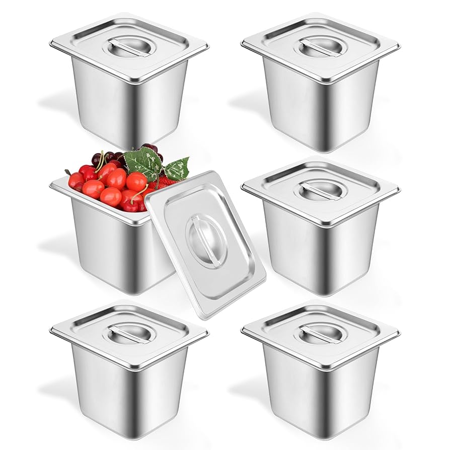 ステンレス製ホテルパン1/6 150ミリ蓋付き　6個　　abchouseさん専用 Amazon.co.jp: ホテルパン 6セット 1/6サイズ 深さ6インチ