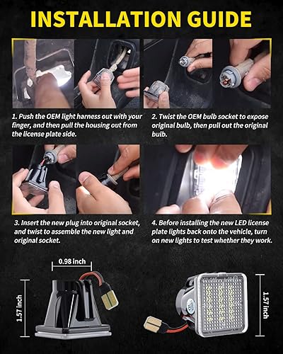 Miniatura 7 de Luces LED de matrícula, color blanco brillante, repuesto de montaje de lámpara compatible con Toyota 2016 2017 2018 2019 2020 2021 Tacoma y