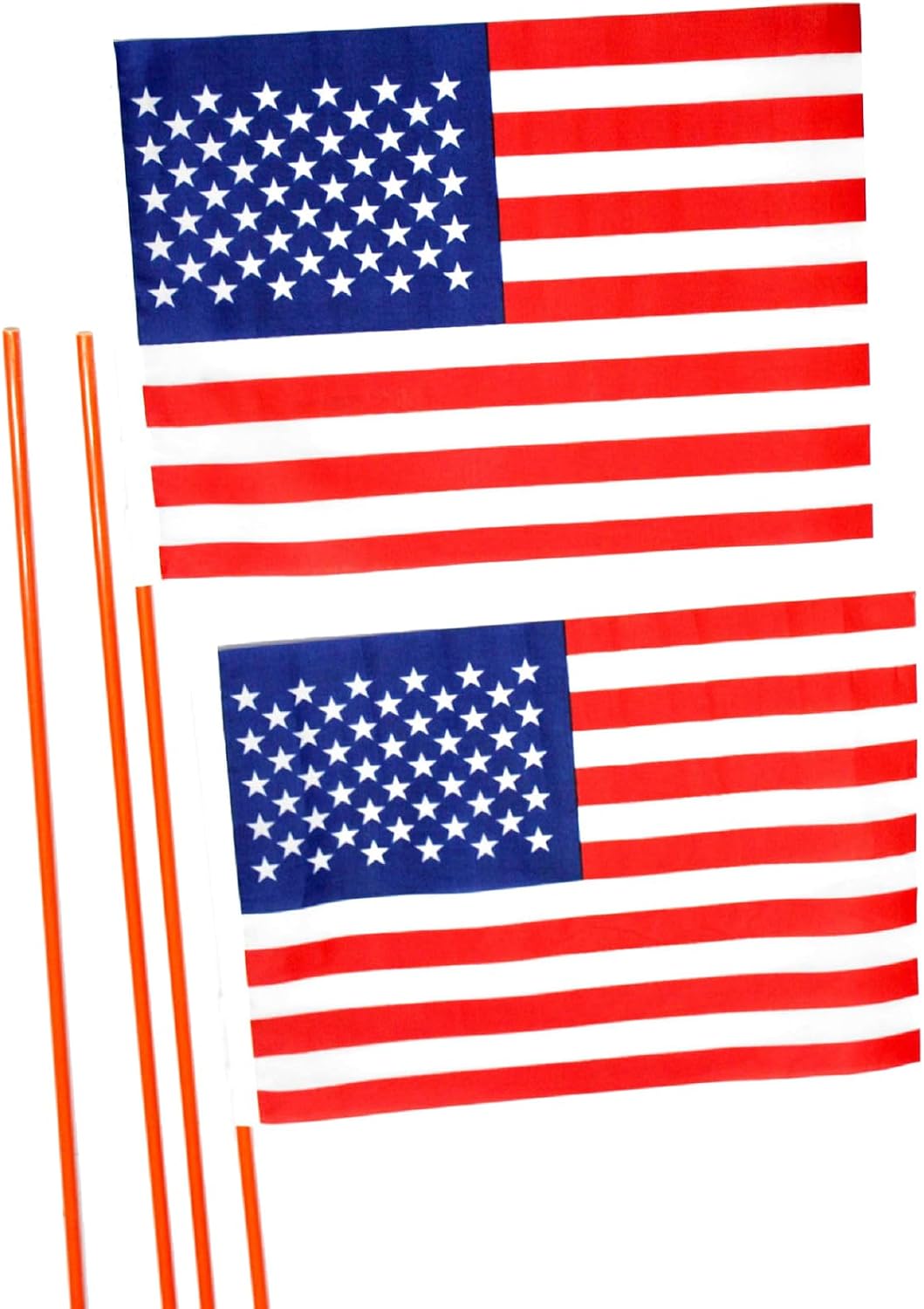 American Flags for Bicycles Safety with Pole, 2 Sets 7.9in X 11in Marking Flags made of PVC. with 47.3 in long, Solid Core Flagpole made of Fiberglass, Van, Truck Decorative Marker Use.