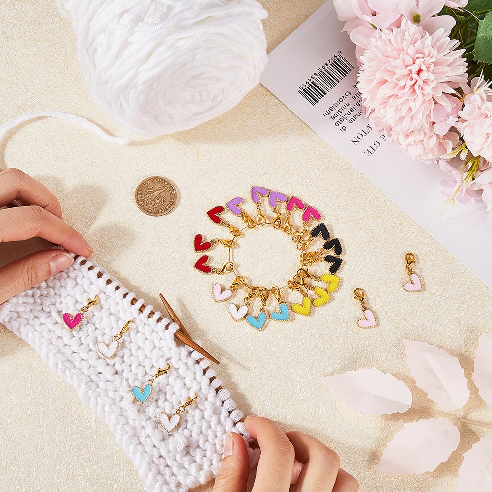 SUNNYCLUE Heart Stitch Markers - 24Pcs Valentine Crochet Markers For Knitting & Sewing