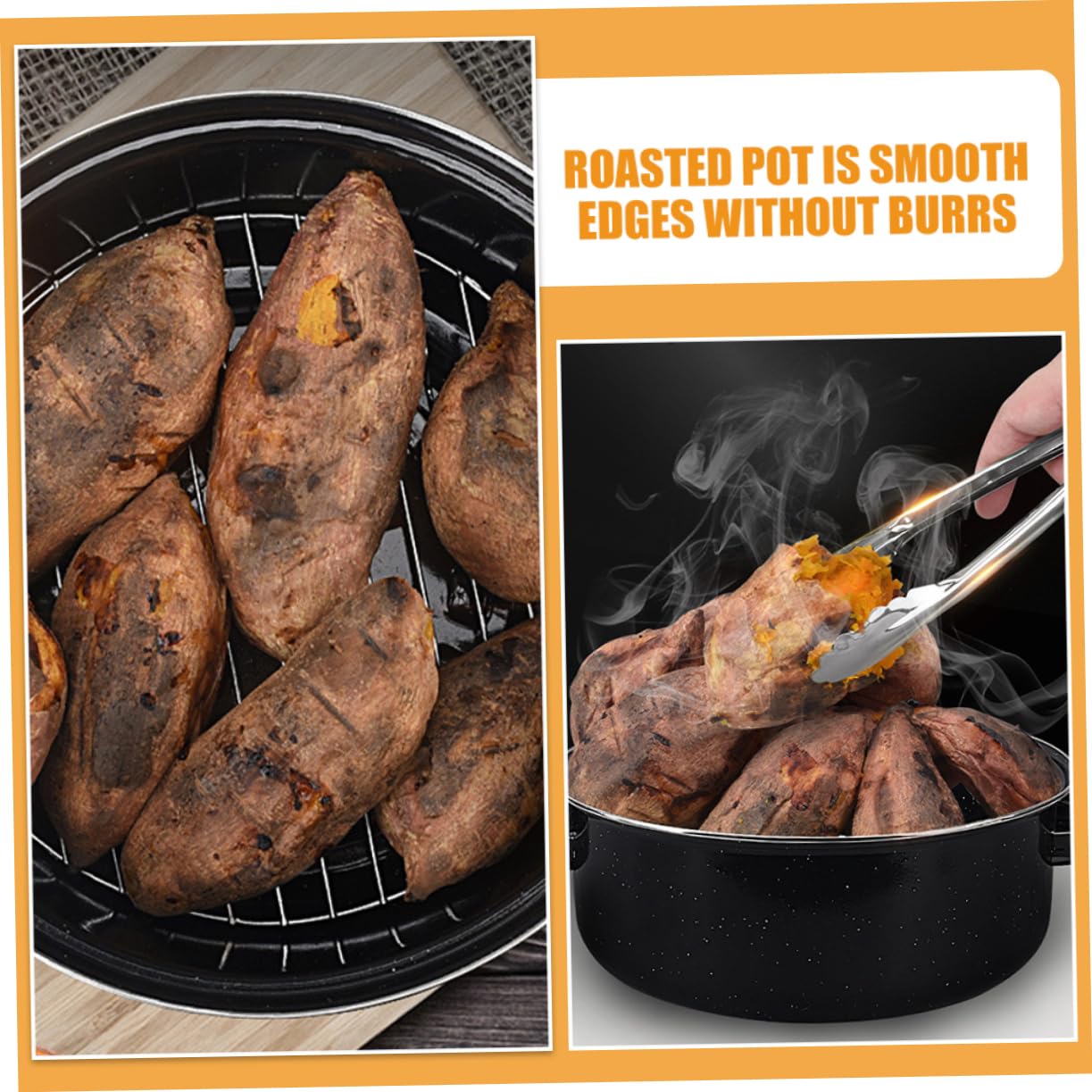 Sartén esmaltada con tapa, suministros de cocina versátiles para asar batatas, maíz y alitas de pollo para barbacoa y comidas familiares, seguro y diseño
