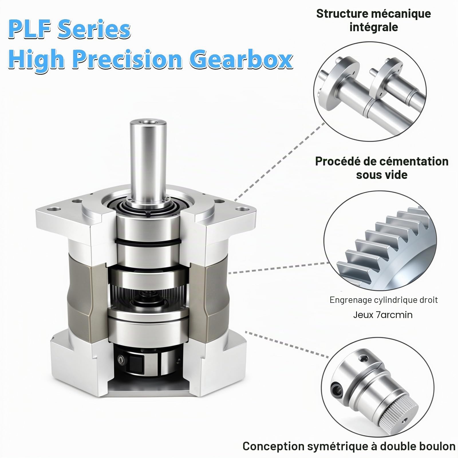 Rapport de vitesse 10:1 Réducteur de vitesse planétaire 7 arc-min 16 Nm 4000 tr/min pour arbre de 8 mm/6,35 mm Moteur pas à pas Nema23 57 mm, boîtes de vitesses pour machine à tour CNC, routeur