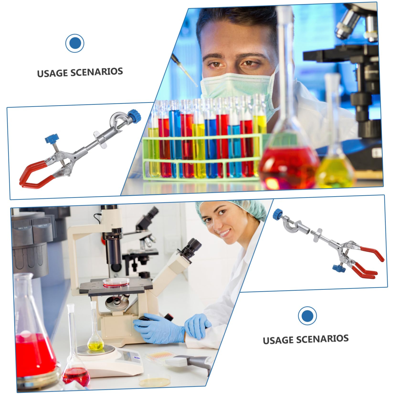 Cabilock 3 Pezzi Ganci per Esperimenti Scientifici Clip per Provetta e Beaker Strumento Fissaggio Pratico e Sicuro Accessorio da Laboratorio