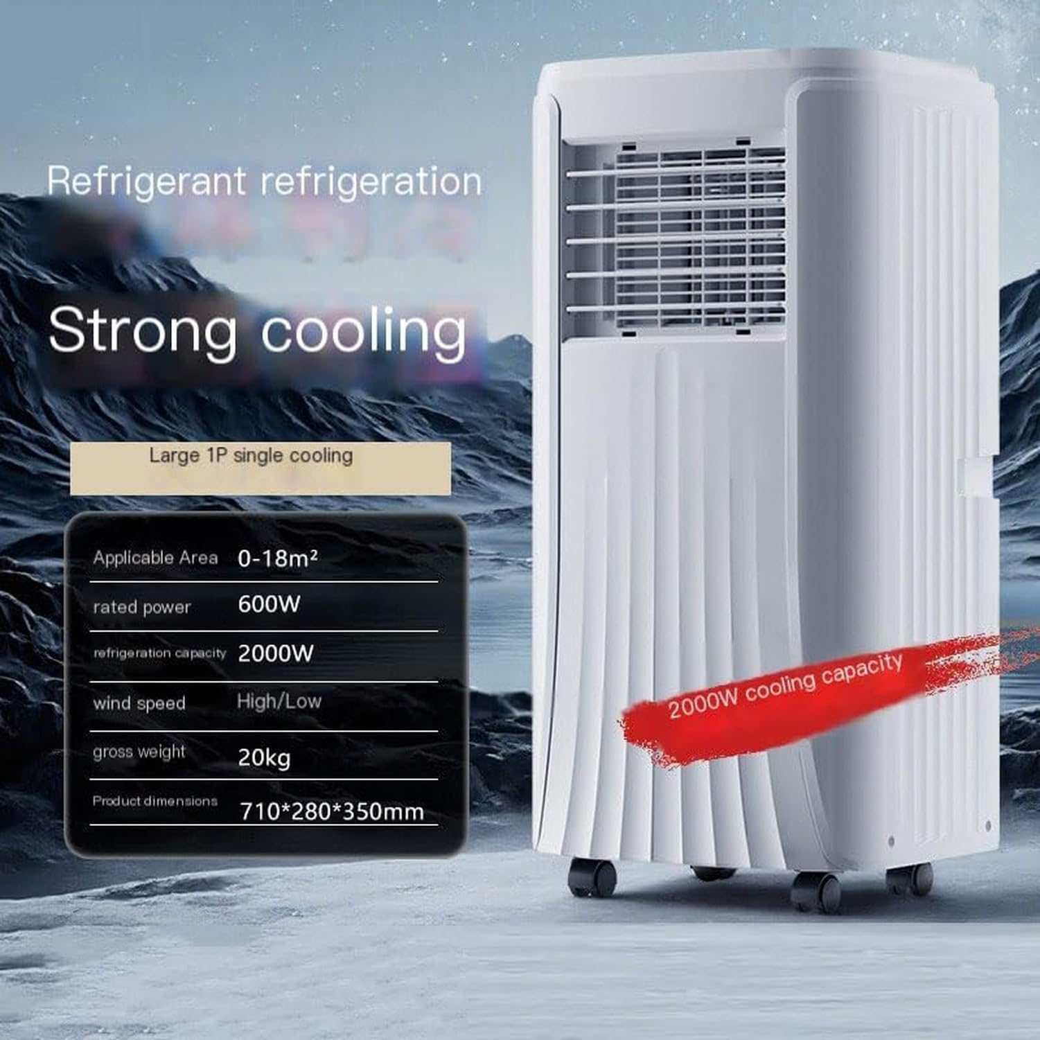 Tragbare Klimaanlage, 10.000 BTU, mit Kühlung, Luftentfeuchter, Ventilator, Oszillierende Fernbedienung, 7000 BTU, 7000 BTU